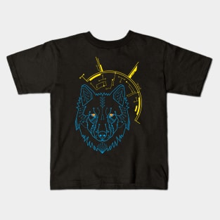 Cyber Wolf, Circuit Board lines Kids T-Shirt